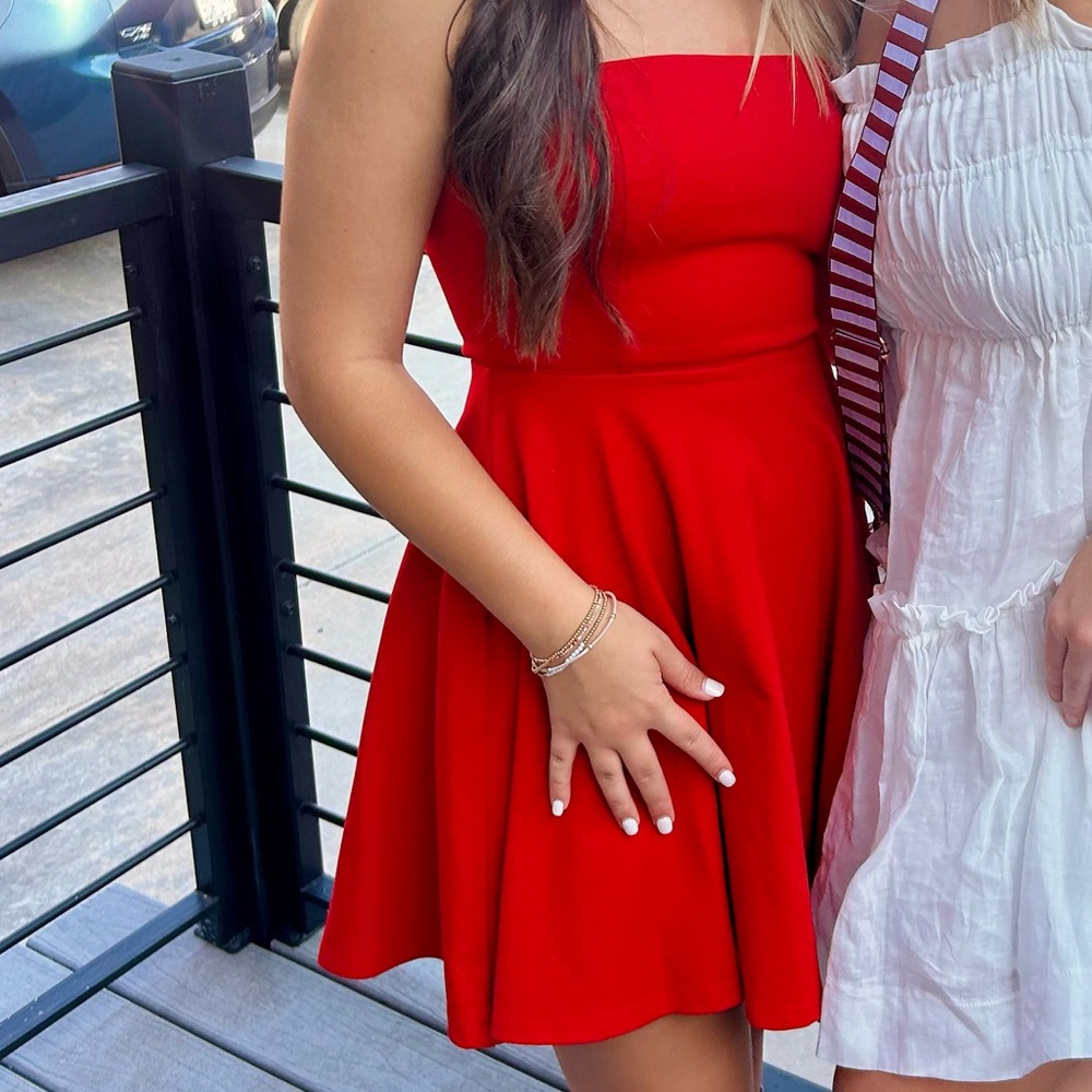 Lulus Red Strapless Mini Dress - Size XS